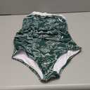 SUUKSESS Women Sexy Tummy Control One Piece Swimsuit Halter Retro Bathing Suit (Small, 68 Green White Floral)