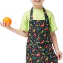Kids Apron and Chef Hat Set, Children's Kitchen Cooking Aprons with 2 Pockets for Boys Girls Toddler Painting Baking