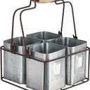 Metal Four Tin Organizer with Handles