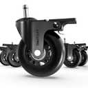 Lifelong Office Chair Wheels Replacement Rubber Desk Chair Casters for Hardwood Floors and Carpet, Set of 5, Quiet & Smooth Rolling Casters with Brakes for Chairs to Replace Office Chair Mats