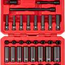 TEKTON 1/4 Inch Drive Shallow 6-Point Impact Socket Set with Case, 35-Piece (4-17 mm) | SID90402
