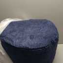 HIGOGOGO Round Stuffed Pouf Ottoman, Corduroy Poufs with Foam Chunk Filling, Furry and Fluffy Pouf Foot Stool Storage Ottoman, 20 X 15 Floor Poufs Foot Rest for Living Room, Navy