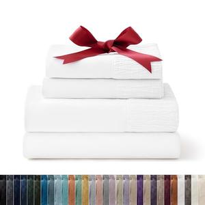 Bedsure Full Size Bed Sheets - 4 Pieces Soft Full Sheet Set - Breathable & Cooling - Hotel Luxury - Easy Care Polyester Microfiber Bedding for Women, Men, Bright White