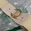 JASGOOD Straw Woven Elastic Belt for Women Vintage Wide Stretch Waistband for Dress Boho Ladies Summer Dress Belt (Beige, L)