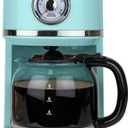 Nostalgia Classic Retro 10 Cup Coffee Maker - One-Touch Drip Brew, Reusable Filter - Anti-Drip, Auto Shutoff, & Time Display - Dishwasher Safe 50 oz Carafe - Aqua