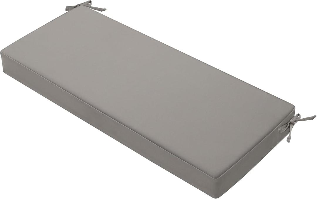 Favoyard Outdoor Bench Cushion 59 x 18 Inch Waterproof Patio Furniture Cushions 3-Year Color Fastness Garden Sofa Settee Couch Swing Pads with Handle and Attach Ties, Light Gray