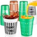 BWkoss Football Plastic Cups - 24Pcs Bulk 16oz Football Theme Party Cups Reusable Drinking Plastic Cup Hot Cold Drink Coffee for Home School Football Themed Holiday Birthday Party Favors Supplies