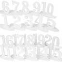 Wedding Table Numbers with Holder Base, White Wooden Numbers 1-20, Table Cards Wedding Reception for Banquets, Cafes, Restaurants, Hotels, Parties