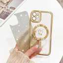 NITITOP Compatible with iPhone 12 Case Cute Clear Glitter [Compatible for MagSafe] Plating Heart Sparkle Bling Magnetic Girl Women Electroplated Frame Camera Protection Back Cover - Gold