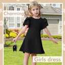 Toddler Dress Summer Baby Girl Dresses Layered Ruffle Sleeve Kids Cute Sundress Beach Birthday Party (4-5T, Black)