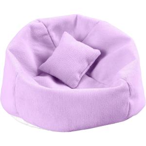 Doll Car Seat Compatible with Labubu, Handmade Bean Bag Chair for 15-17cm Doll, Anti-Slip Bottom, Cute Doll Accessories for Display, Fans&Collectors Gifts, Durable Corduroy Fabric (Light Purple)