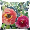 Emvency Throw Pillow Cover Colorful Bohemian Peach Floral Boho Watercolor Pink Painterly Decorative Pillow Case Home Decor Square 20 x 20 Inch Pillowcase (20" x 20" (Pack of 1))