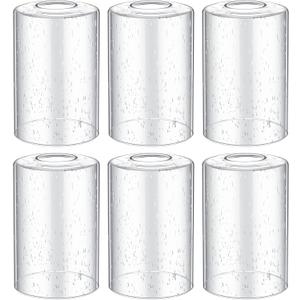 Teenyyou 6 Pcs Clear Bubble Seeded Glass Shade Replacements for Pendant Light Fixtures Glass Lamp Shade Cover, 1-5/8 Inch Fitter E26 Base, 4"w x 6"h, Replacement Lamp Globe for Chandelier Wall Sconce
