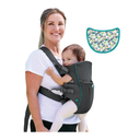 Infantino Swift Classic Baby Carrier, 2 Ways to Carry with Wonder Cover Bib, Adjustable Strap, Registry Essential, Baby Carrier for Newborn to Toddler 7-26lb, Gray