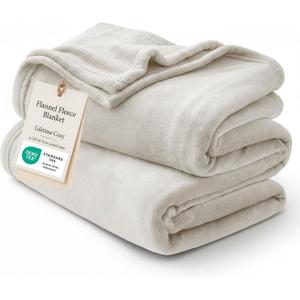Bedsure Fleece Blanket Twin Blanket Linen - 280GSM Soft Lightweight Plush Cozy Blankets for Bed, Sofa, Couch, Travel, Camping