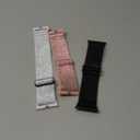 3 Packs Shiny Stretchy Bands Compatible with Apple Watch Band, Nylon Adjustable Sport Solo Loop Women Replacement Straps for iWatch, Size: 38mm/40mm/41mm/42mm(series 10)(Pink/Silver/Black)