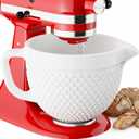 Cofun Ceramic Mixer Bowl for KitchenAid, Compatible with All KitchenAid 4.5-5 Qt Tilt-Head Stand Mixers, Mixing Bowl with Handle & Pour Spout, Oven/Microwave/Dishwasher Safe