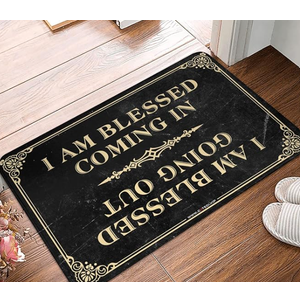 Outdoor Door Mats for Outside Entry I Am Blessed Coming in and Going Out Rug Room Door Decor Front Porch Rug(Size:50X80CM)