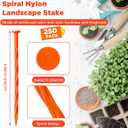 Jetec 250 Pcs 8 Inch Orange Plastic Landscape Edging Spikes Spiral Anchoring Garden Nails for Paver, Weed Barriers, Turf, House Construction Ground Lawn