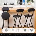 4 Pack Folding Bar Stool Cushioned Padded Folding Stool, 19 Inch Height Bar Stools with Backrest, Faux Leather Seat, Black Foldable Chair Support 220 LBS for Kitchen Room Hiking Camping Fish