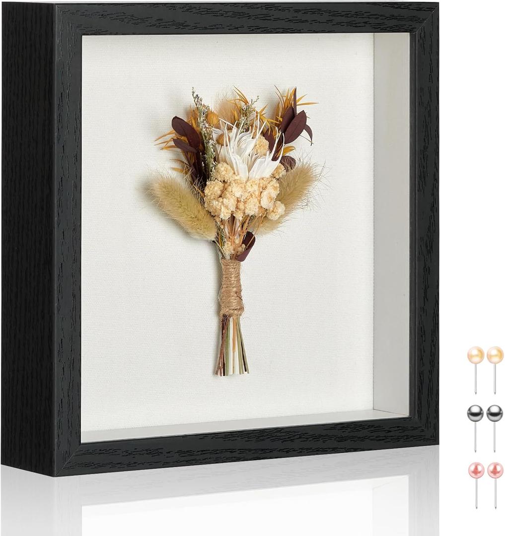 MUXIUNT 11x11 Shadow Box Picture Frame Display Case with Soft Linen Back-Thickened Panel,Large Black Deep Shadow Box Frame 11x11 for Graduation Flower Medal Pet Photo Craft Memorial Gift