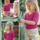 Toddler Girls Short Sleeve Shirt Cotton Ribbed Slim Fit V Neck Elbow Length Casual Soft Basic Top Kids Summer Tee (Red)