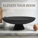 LIN CHUAN Large Decorative Bowl, Modern Resin Pedestal Bowl for Home Decor, Stylish Fruit Bowl for Kitchen Counter, Chic Key Holder for Entry Table, Matte Black
