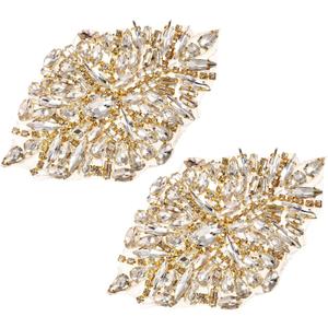 uxcell Crystal Rhinestone Applique, Water Droplet Shape Handmade Sewing Hot Fix Applique for Bridal Wedding Dress
