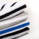 Athletic Ankle Socks, 4 Pairs, Striped Pattern, Gray White Black lue, Low Cut