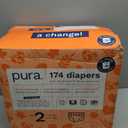 Pura Hypoallergenic Diapers Size 2 (7-13 lbs) Monthly Pack, Totally Chlorine Free, Wetness Indicator, Suitable for Sensitive Skin, Soft Organic Cotton Comfort, Overnight, 6 Packs of 29 (174 Diapers)