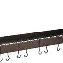 Wall-Mount Bookshelf Pot Rack with Grid & 12 Hooks (Oiled Bronze)