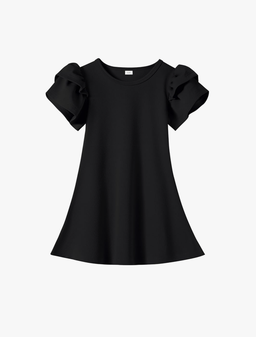 Toddler Dress Summer Baby Girl Dresses Layered Ruffle Sleeve Kids Cute Sundress Beach Birthday Party, Size -120
