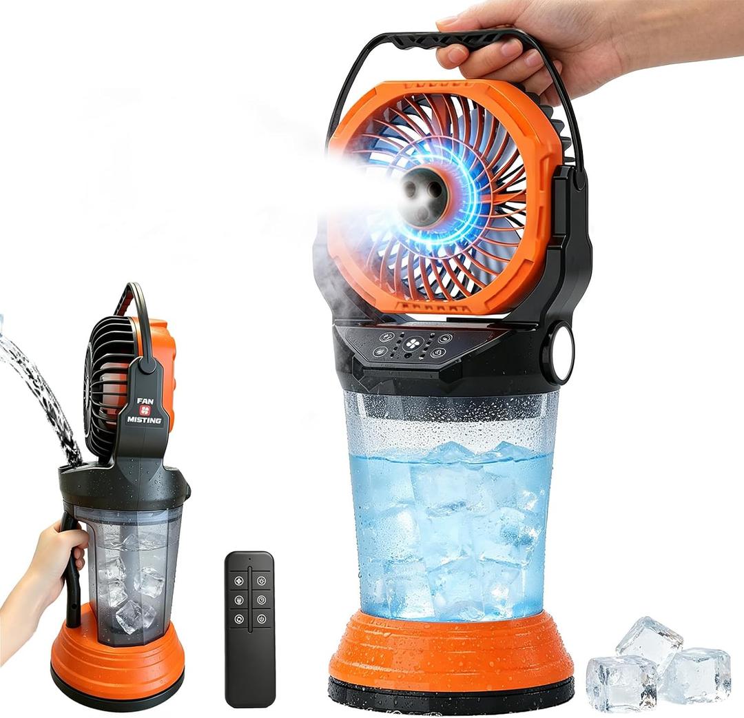 Portable Misting Fan for Outside, Rechargeable Mist Fan with 30000mAh Battery & Remote, 120° Auto Oscillating, 2L Water Tank, 4 Speeds & 3 Timers Spray Fan for Camping Patio Backyard