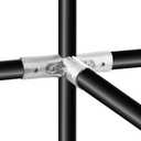 6 Pcs 4 Way Pipe Connector Clamp Fittings,Structural Pipe Connector Chain Link Fence Fittings,Galvanized Steel End Rail Clamps, Fit for 1" O.D.(25.4 mm) Steel Pipe, Bolts and Nuts Included