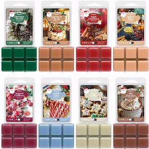 ARVIDSSON Winter Scented Wax Melts, Holiday Soy Wax Cubes for Wax Warmer, Strong Scent Fragrance Wax Tarts, Candle Melts Gift Set, Apple Cinnamon, Christmas Wreath, Gingerbread, Candy Cane, Cranberry