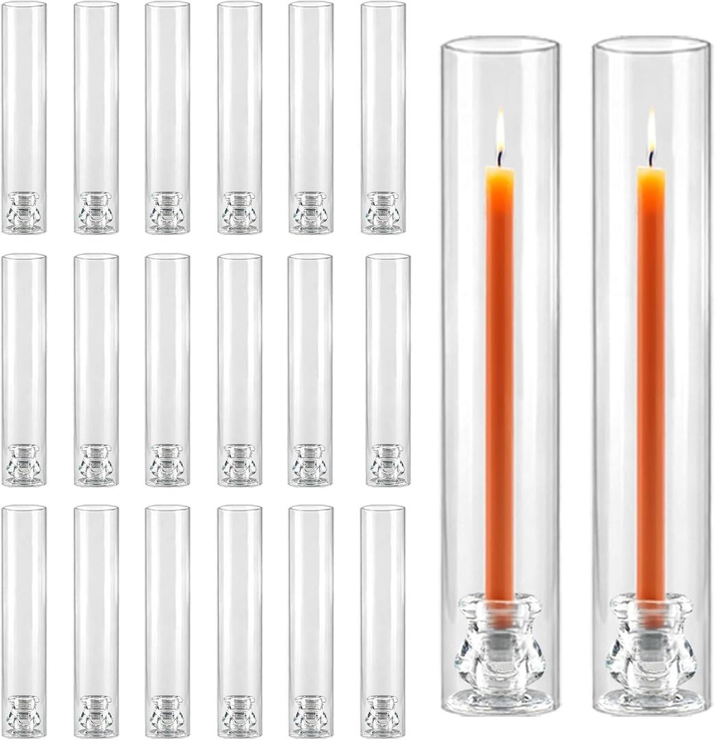 20 Pack Glass Hurricane Candle Holders 12.6" Open Ended Candlestick Tubes