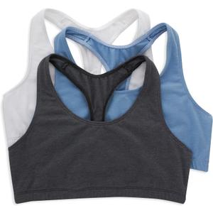 Hanes Women's Racerback Cotton T-Back Bralette (3 Pack) (Medium)