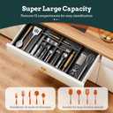 Silverware Organizer Large, Magnetic Connected Expandable 13 Slots Silverware Drawer Organizer From 21 to 37.4 Inches, Adjustable Flatware and Cutlery Holder, Bamboo Utensil Tray for Kitchen Black
