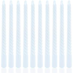 10 Inch Light Blue (Pale Blue) Spiral Taper Candle Set, 10 Pack Unscented Dripless Long Burning Time Candlesticks for Dinner Party Wedding Shower and Home Decoration