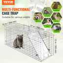 VEVOR Live Animal Cage Trap, 31" x 10" x 12" Humane Cat Trap Galvanized Iron, Folding Animal Trap with Handle for Rabbits, Stray Cats, Squirrels, Raccoons, Groundhogs and Opossums