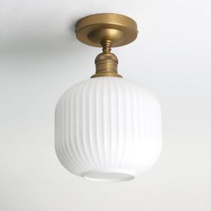 Pathson Vintage Flush Mounted Ceiling Light with Milk White Glass, Brushed Brass Modern Ceiling Lamp Fixture for Farmhouse Hallway Foyer Loft Living Room Bedroom, Brass