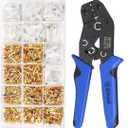 Wire Terminal Crimping Tool Kit, Qibaok Ratcheting Wire Crimper AWG 22-16(0.5-1.5mm) with 500PCS Female Male Spade Connectors & Bullet Connectors Terminals