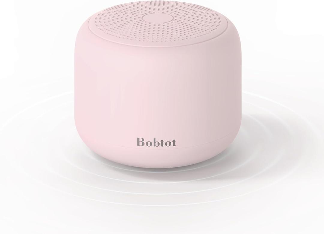 Bobtot Portable Bluetooth Speakers with Strap Easy to Carry, Wireless IPX5 Waterproof Mini Speaker with Loud Stereo Sound, 20 Hours Playtime, Rechargeable Battery, Built-in Microphone, Pink