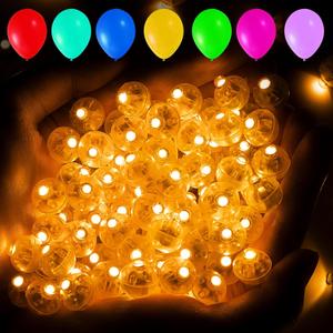 Amber LED Balloon Lights, 100pcs Mini Round Balls, Solid Orange, Waterproof, Long Lasting, Perfect for Parties & Decorations