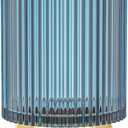 Makeup Brush Holder Organizer, Heavy Crystal Glass Brush Storage Holder, Vintage Cosmetic Make Up Bathroom Brushes Cup Pen Pencil Toothbrush Holder Striped Vase (Large (blue))