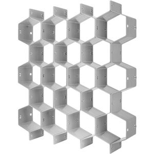 Poeland Drawer Divider Organizer Adjustable DIY Grid Honeycomb Drawer Divider for Underwear Belt Scarf Socks Gray (Grey)