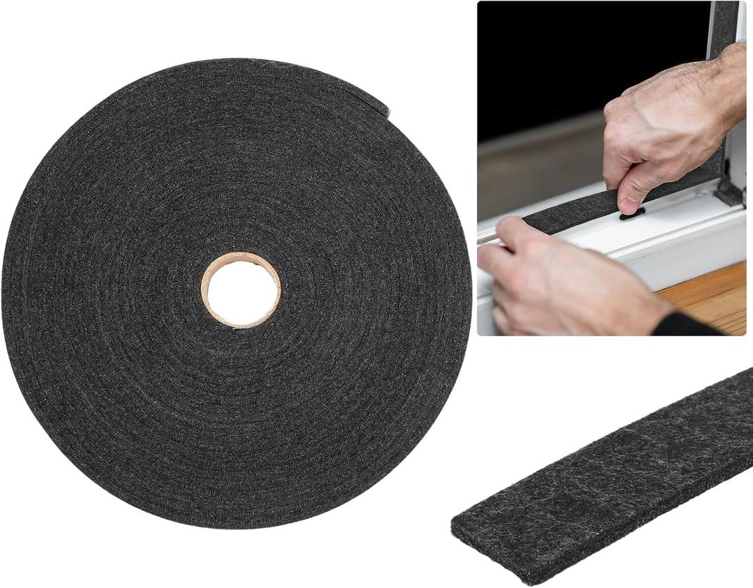 Pangda Nail on Felt Weatherstrip 1-1/4 Inch x 3/16 Inch x 33 ft Winter Gray Weather Stripping for Doors and Windows Brush Door Sweep Draft Dust Stopper Sliding Seal