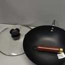 13" Nonstick Wok - Wok Pan with Glass Cover, Carbon Steel Woks & Stir-Fry Pans: Flat Bottom Chinese woks for Electric, Induction, Gas, All Stoves