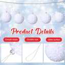 Threan 6 Pcs 3.93'' White Ball Christmas Ornaments Large Glitter Christmas Ball Ornament Sequin Foam Hanging Decorations for Xmas Wedding Party Holiday Decor