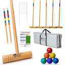 Professional Croquet Set for Adults  Deluxe Croquet Sets for Families with 35'' Wooden Mallets, Polymer Balls, Carrying Bag  Classic Outdoor Game for Kids and Lawn Play